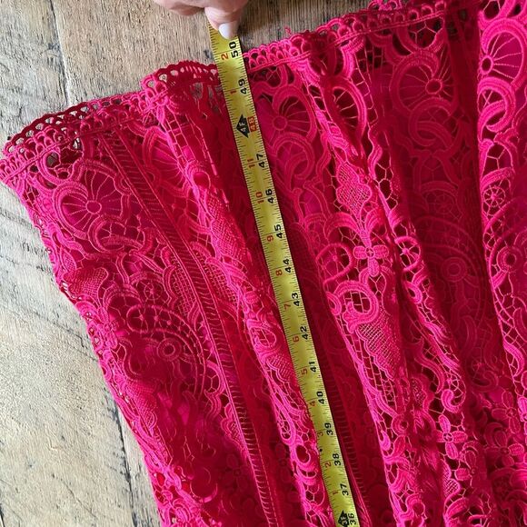 NWT ML Monique Lhuillier Lace Midi Red 
Trumpet Dress|size 8. - Picture 8 of 12